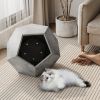 25.98'' Shaped Modern Pet Furniture Cat Kennel Side Table MDF Multi-Purpose Furniture,Cement Gray