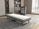 Metal Folding Bed Frame with Foam Mattress of Pockets, Easy Storage and Movable with 4 Castors