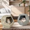 25.98'' Shaped Modern Pet Furniture Cat Kennel Side Table MDF Multi-Purpose Furniture,Cement Gray