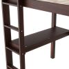Twin Loft Bed with built-in desk,Espresso