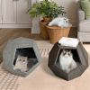 25.98'' Shaped Modern Pet Furniture Cat Kennel Side Table MDF Multi-Purpose Furniture,Cement Gray